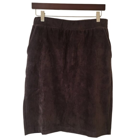 Lands End Corduroy Skirt Size Small 6-8 Gray Pockets Stretch Hiking Comfy Boho - Picture 1 of 6